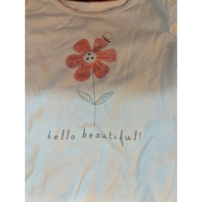 Hello Beautiful Flower Long Sleeve Shirt Carter's White Ruffle Shoulder Top 9M
