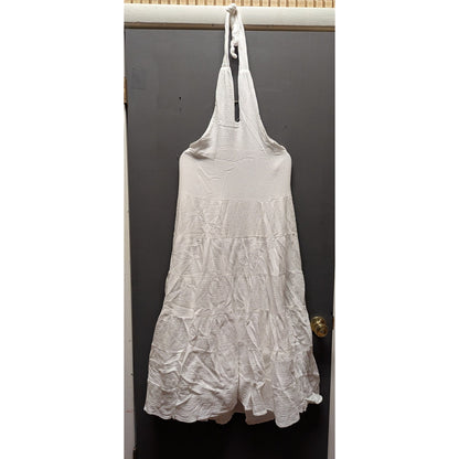 Billy J White Cotton Halter Neck Tiered Midi Dress 8