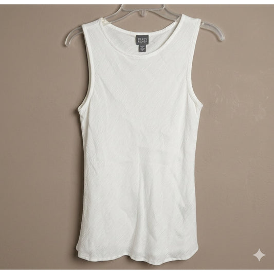 Eileen Fisher Medium women Ivory  Linen Cotton Tank Blouse Sleeveless Shirt