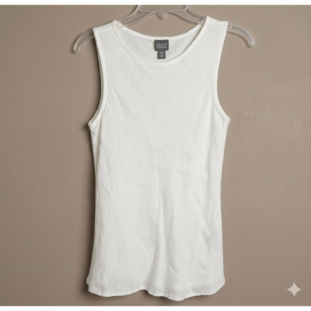 Eileen Fisher Medium women Ivory  Linen Cotton Tank Blouse Sleeveless Shirt