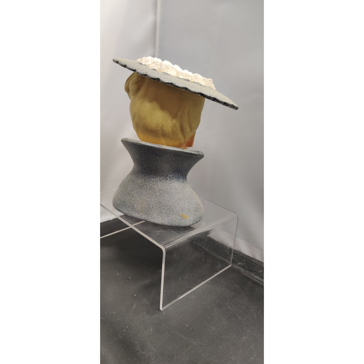 Vintage Gray Hat Lady Head Vase Planter Kitschy Ceramic Inarco C3815A 1959
