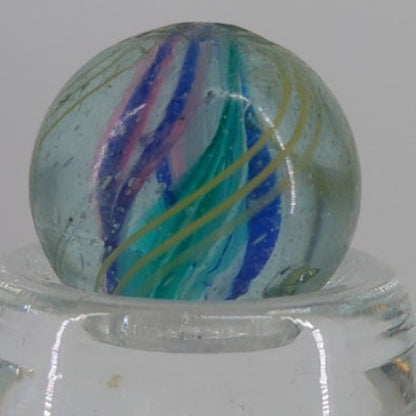 Antique German Josephs Coat Handmade Swirl Glass Marble 5/8" Toy Gem #BOXA4