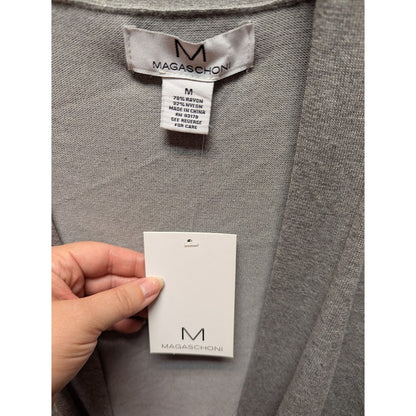 Magashoni Light Gray Long Cardigan duster Size Medium with pockets Open Front