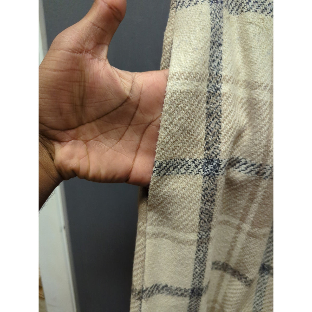 Vintage 70s Plaid Knee LengthSkirt Academia Beige Tartan Pleated Size Medium