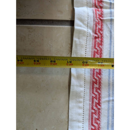 Vintage 50s Damask Tablecloth with Border Print in Red White and Blue 56" X 66"