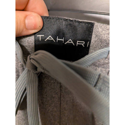 tahari Size Medium (32-34) Gray Tie Waist Pajama bottoms PJs wide leg Pockets