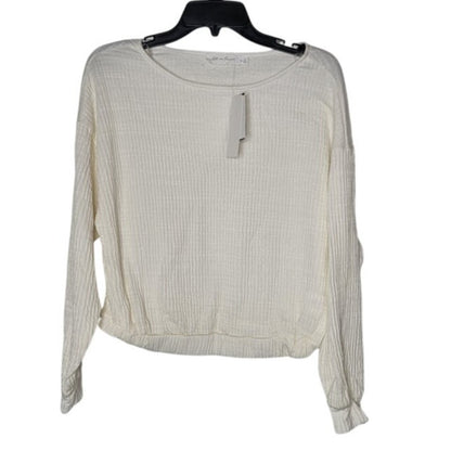 NEW All in favor SMALL Ivory White Long Sleeve Ribbed top Blouse Shirt Casual