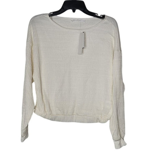 NEW All in favor SMALL Ivory White Long Sleeve Ribbed top Blouse Shirt Casual