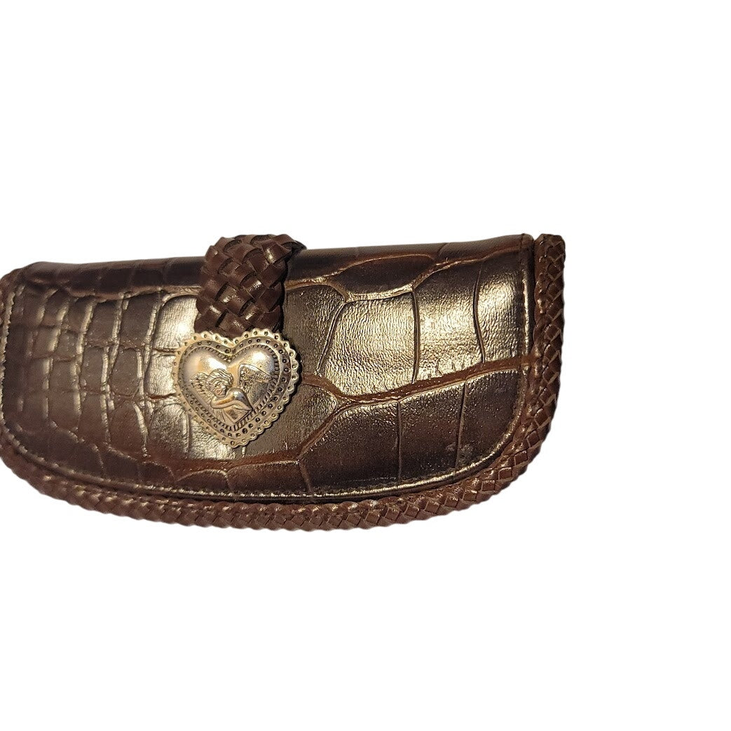 Kaela Wallet Faux Croc embossed Alligator silver Heart clasp brighton style