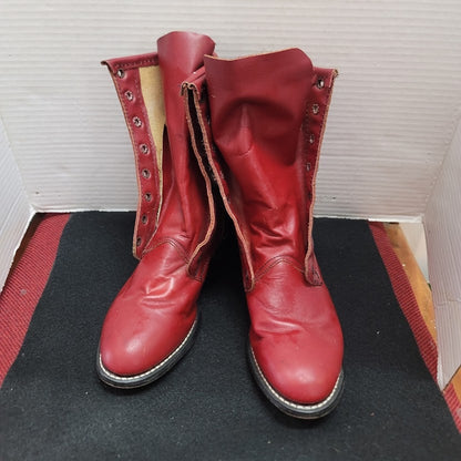 Vintage Packer Roper Kiltie Boots by Rodeo Drive Size 7.5 Leather Red Lace Up
