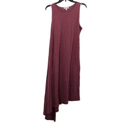 Chelsea 28 Asymmetrical Hem Tie Waist Midi Tank Dress Sleeveless Burgundy small