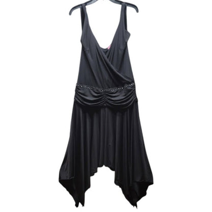 BCBGirls Size Large Black Hankerchief Hem Dress VNeck DANCE TANGO y2K