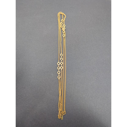 Fashion Vintage Monet Triple-Strand Gold-Tone Link Necklace with Ring Motifs