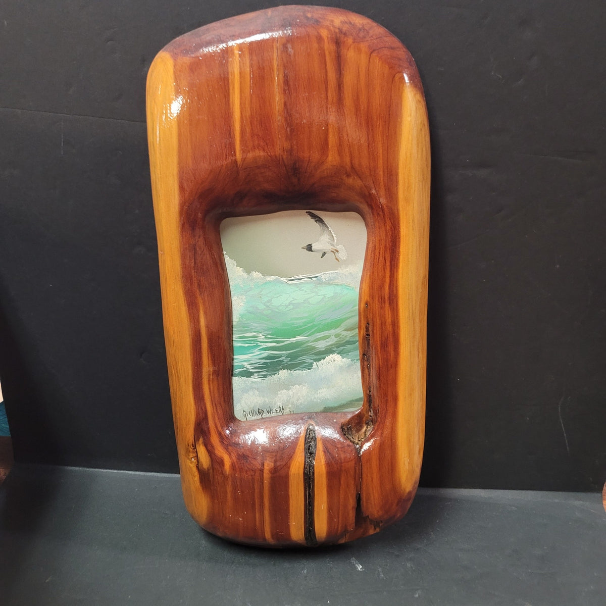 Richard Weers Seagull Beach Coastal Decor Cypress/Cedar Frame Oil Painting