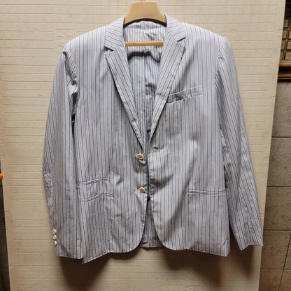 Vince. Striped blazer Mens Size large Navy Light Blue 2 button Front 100% cotton