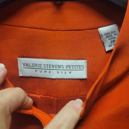 Valerie Stevens Petites Pure Silk Red Button Front Blazer Jacket MidCentury Chic