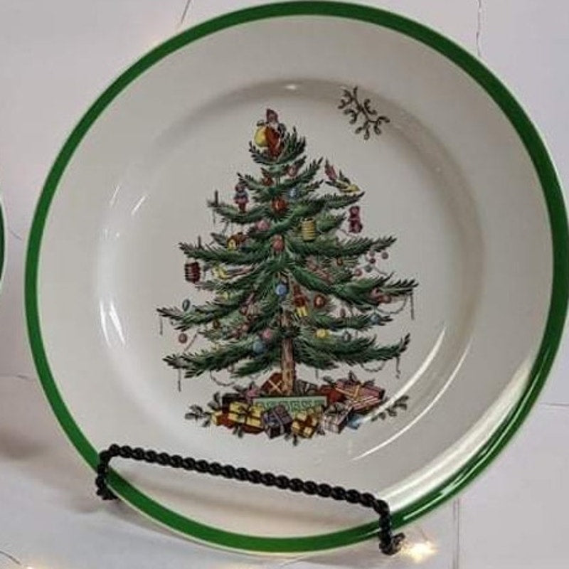 Spode Christmas Tree Dinner Plates Lot 2 Vintage England 10.5"