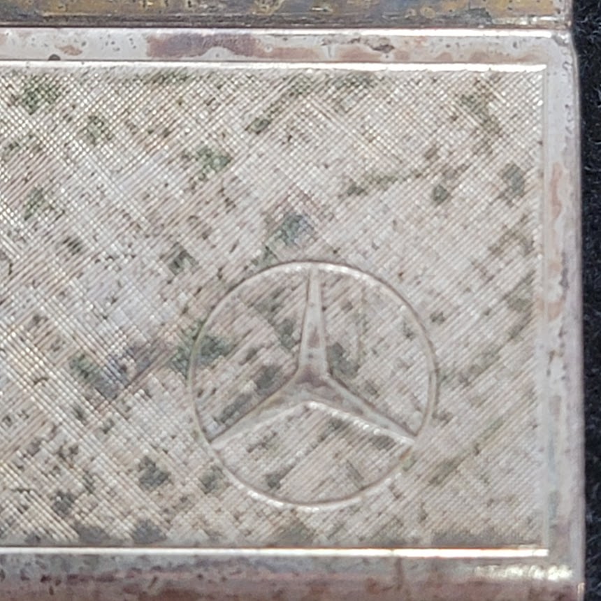 Vintage mercedes benz logo comb and cover set silvertone 2pc