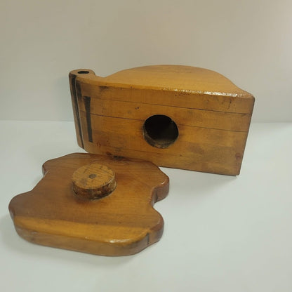 Vintage handmade wood SNAIL bank Piggy 2 pc. pedestal UNIQUE gift