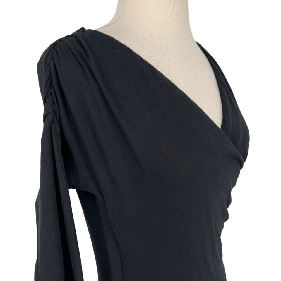 Abound Double V-Neck Surplice Wrap Pull On Bodysuit Size Large in Black NWT