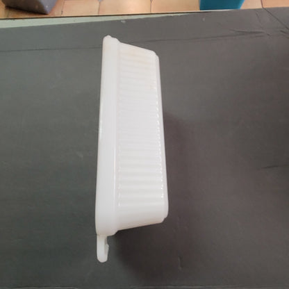 Vintage Fire-King White Milk Glass Ribbed Loaf Pan Anchor Hocking Baker Cookware