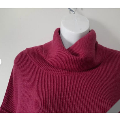 Free People Pullover Turtleneck Sweater Berry Crush Size LARGE Softly Structured