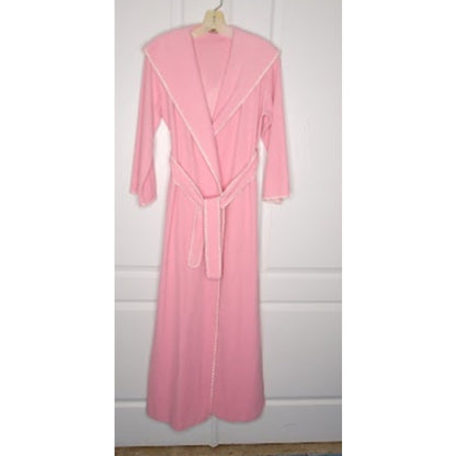 Vintage Vassarette Pink Velour Long Bathrobe Robe Small/Medium Whipstitch Detail