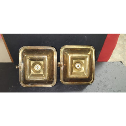 PAIR Beautiful Antique Brass Candle Holder With Wax Reservoir and handle Push Up