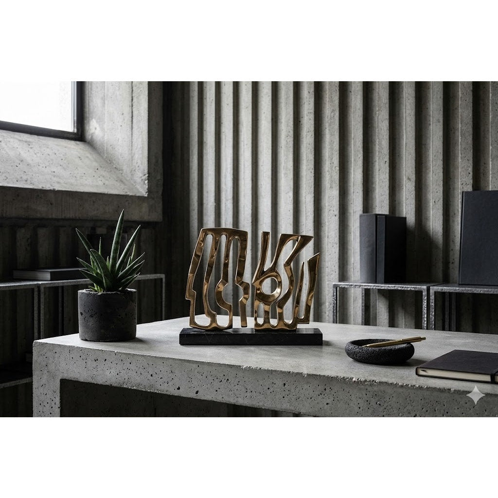 Brutalist Laranjeira Santos 1994 Bronze Abstract Sculpture on Marble Base Signed