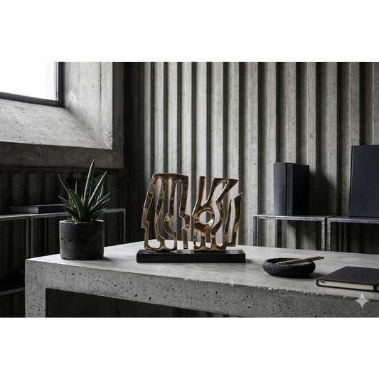 Brutalist Laranjeira Santos 1994 Bronze Abstract Sculpture on Marble Base Signed