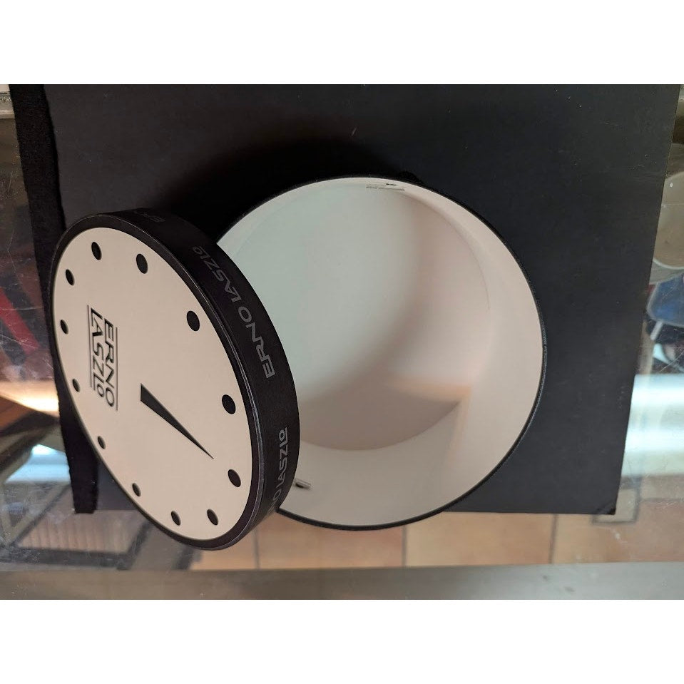 Erno Laszlo Vintage Black and White Striped Round Hat Box Vanity Storage