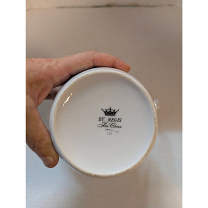 Vintage St Regis Fine China Coffee Pot White Porcelain Platinum Trim Mid-Century