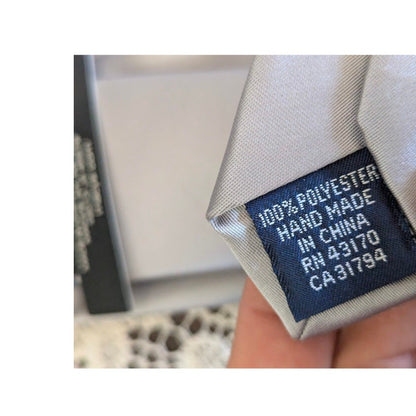 John Ashford Tie Steel Grey Silver Satin Finish Polyester NWT Formal Wedding