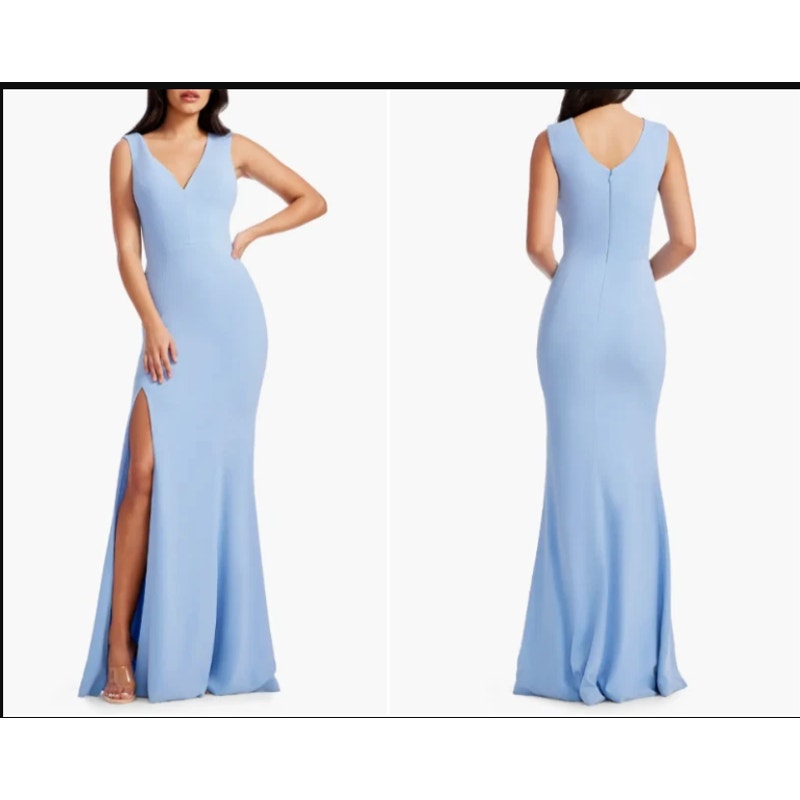 Dress the Population Size XXL Blue Maxi Long Dress formal Sleeveless Slit