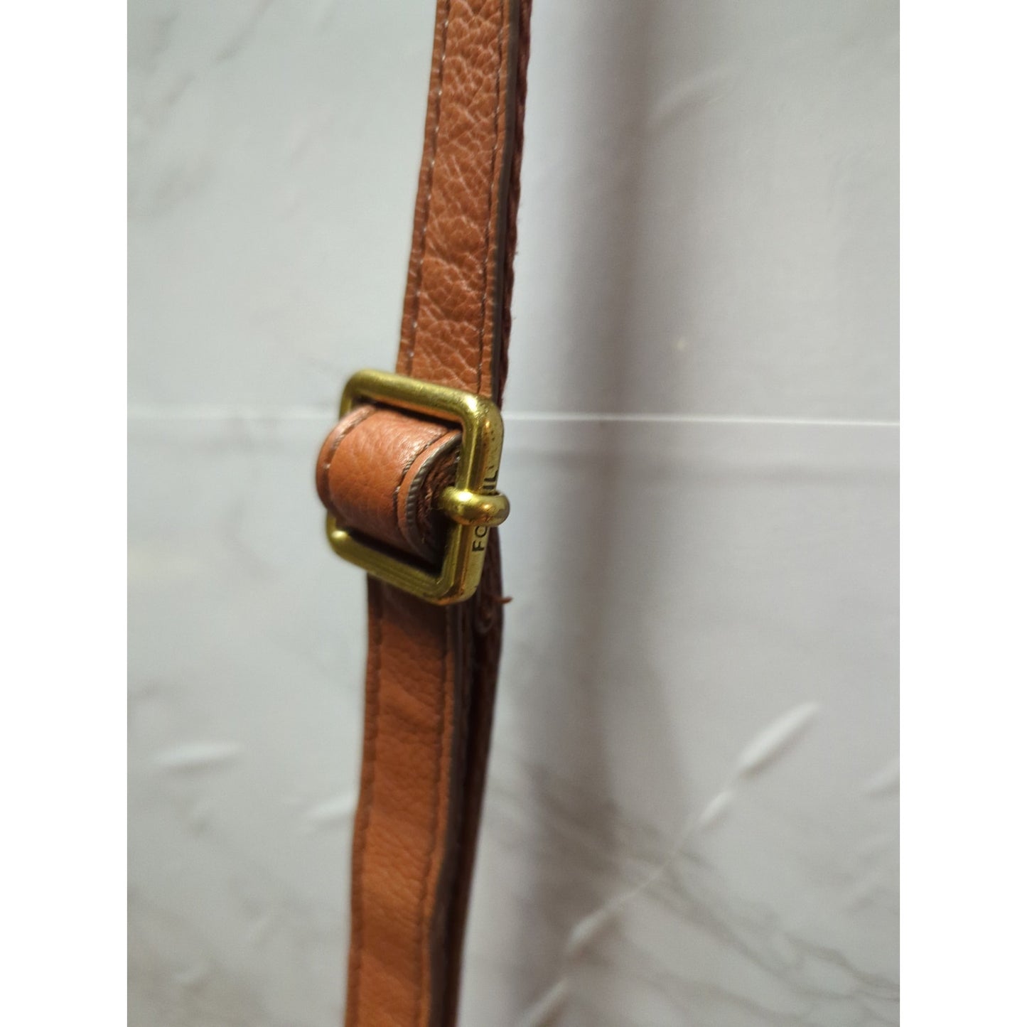 Fossil Heritage Brown Tan Leather Crossbody Organizer Messenger Bag