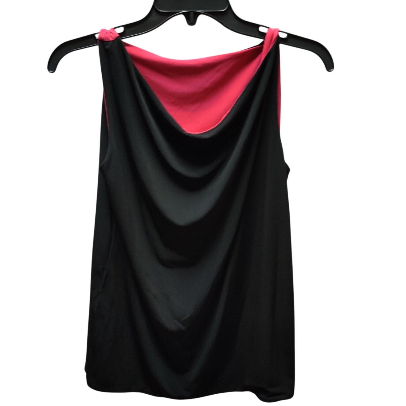 Anne Klein Reversible Tank Top Sleeveless Cowl Neck Pink Black Blouse Size Small
