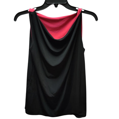 Anne Klein Reversible Tank Top Sleeveless Cowl Neck Pink Black Blouse Size Small