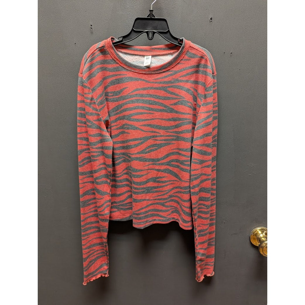 BP. size Small womens thermal top shirt red black animal print long sleeve NEW