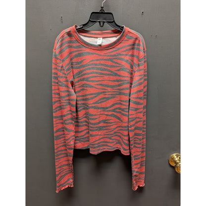 BP. size Small womens thermal top shirt red black animal print long sleeve NEW