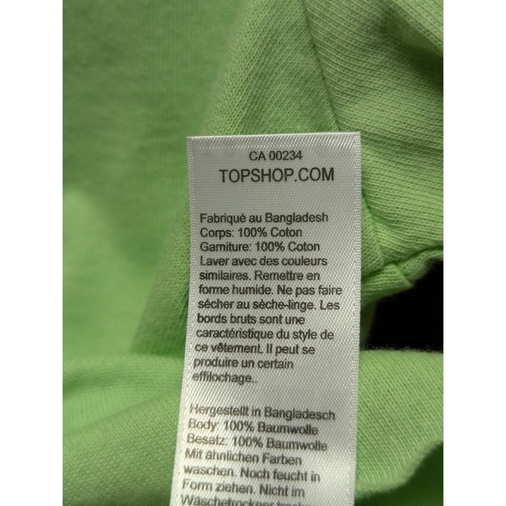 Topshop green short sleeve cut off crop top Size 6 NEW casual crew neck