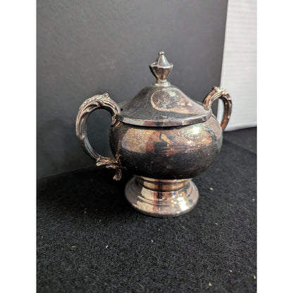 Vintage Antique Silver on Copper Lidded Sugar Bowl Condiment Pot