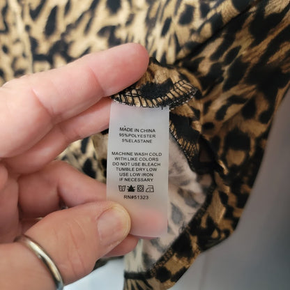 Vince Camuto Leopard Print Long Sleeve Blouse Top Size XXL NEW Stretchy