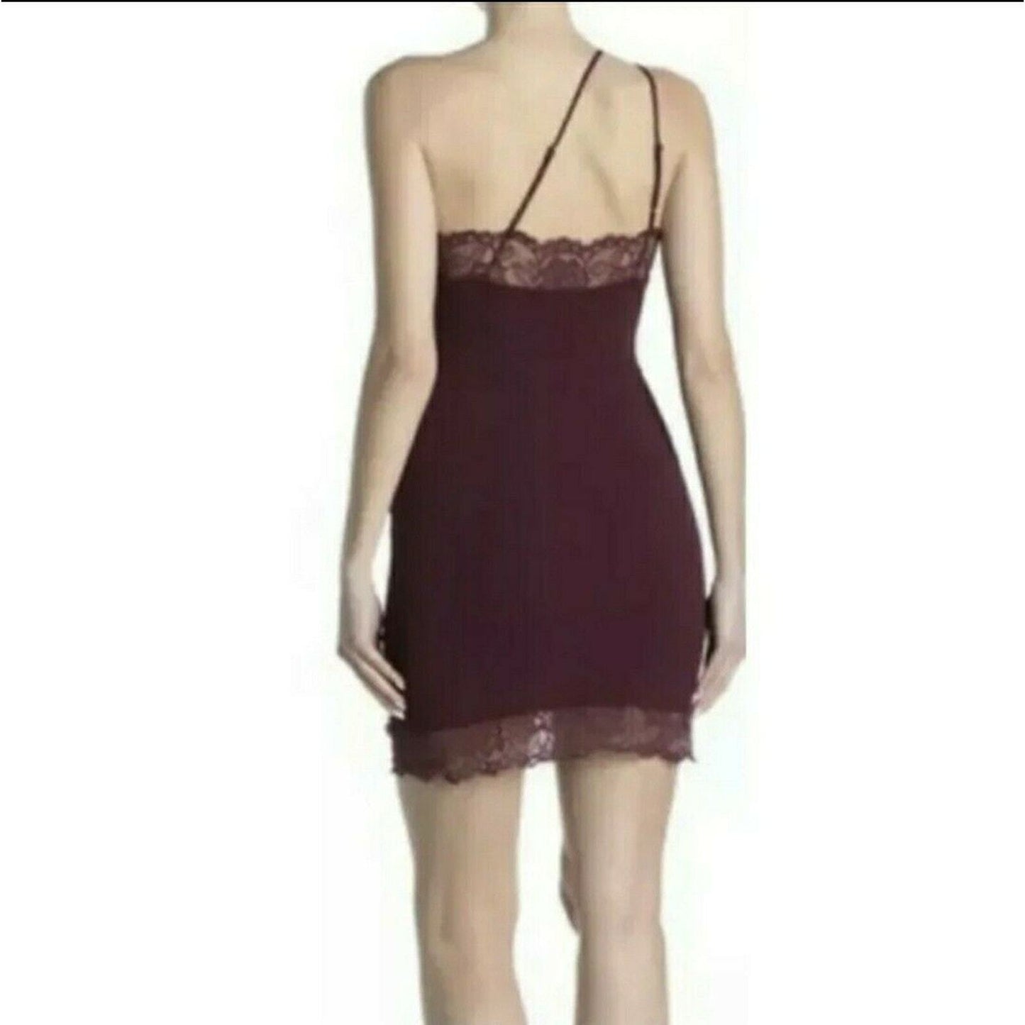 Free People Premonitions Bodycon Slip Dress Vetiver Bloom WINE Burgundy Medium