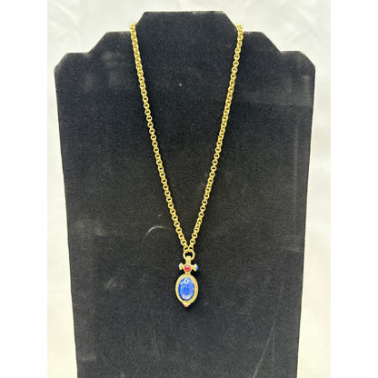 1928 Jewelry Co. Victorian Revival Blue Cabochon Gold Tone Lariat Necklace