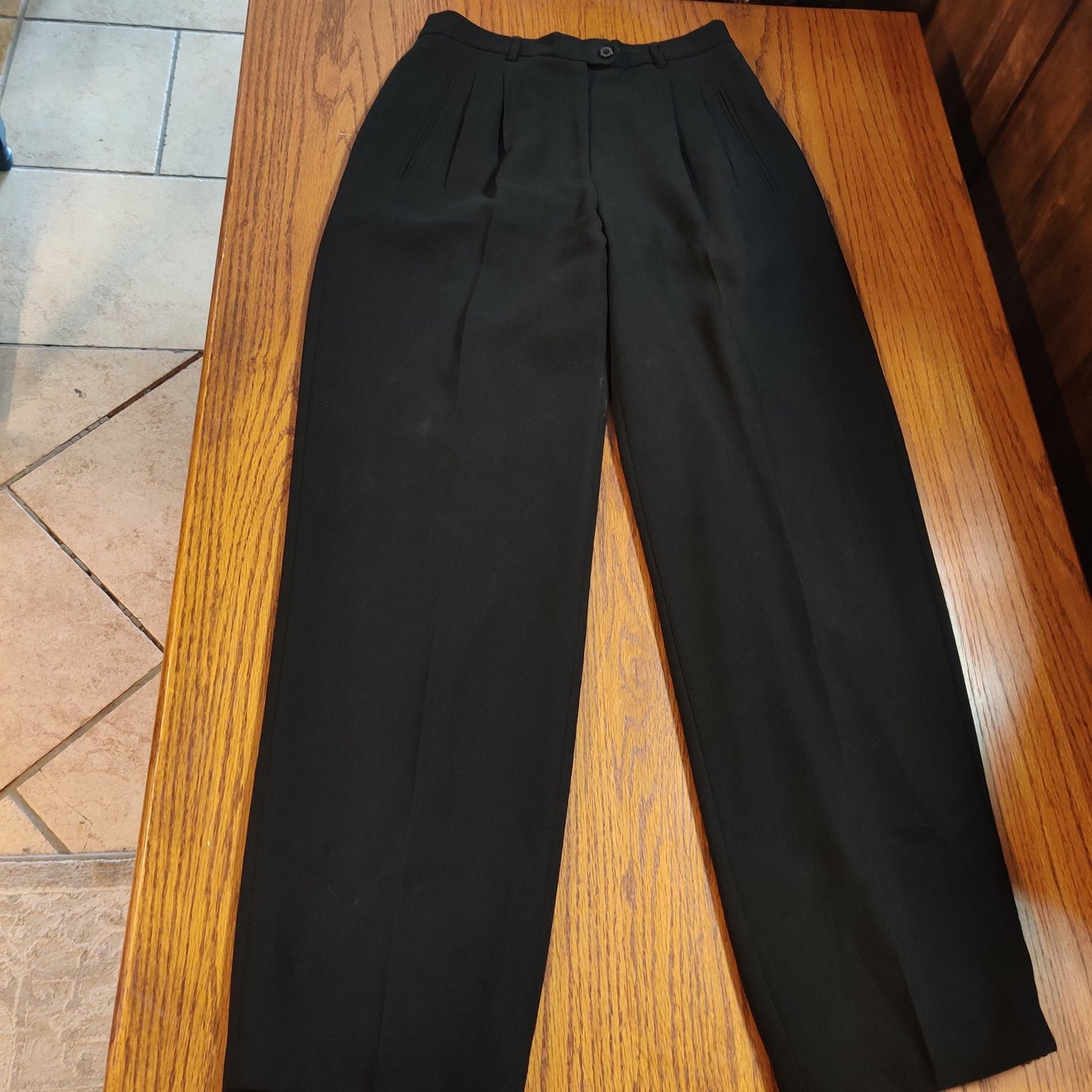 Nygard Black High Waisted Pleated Lined Pants Size 6 Petites Y2K Career Classic