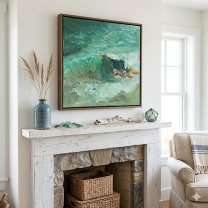 Original Oil Painting on Canvas Shorebirds & Ocean Wave Beach Coastal Decor