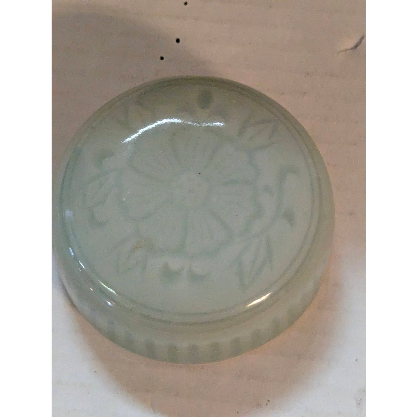 Vintage Chinese Celadon Ginger Jar Chinoiserie Pale Green Ceramic Urn Vase 6"