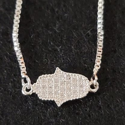 Nordstrom Silver Pave Hamsa Hand Pendant Bracelet adjustable slide