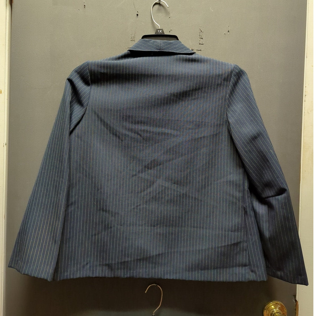 Vintage Blue Pinstripe Skirt Suit Set 90s Career Chic Plus Size 1X