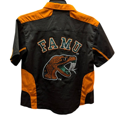 Campus Gear FAMU Florida A&M Rattlers Black Orange Button Up Shirt Small HBCU